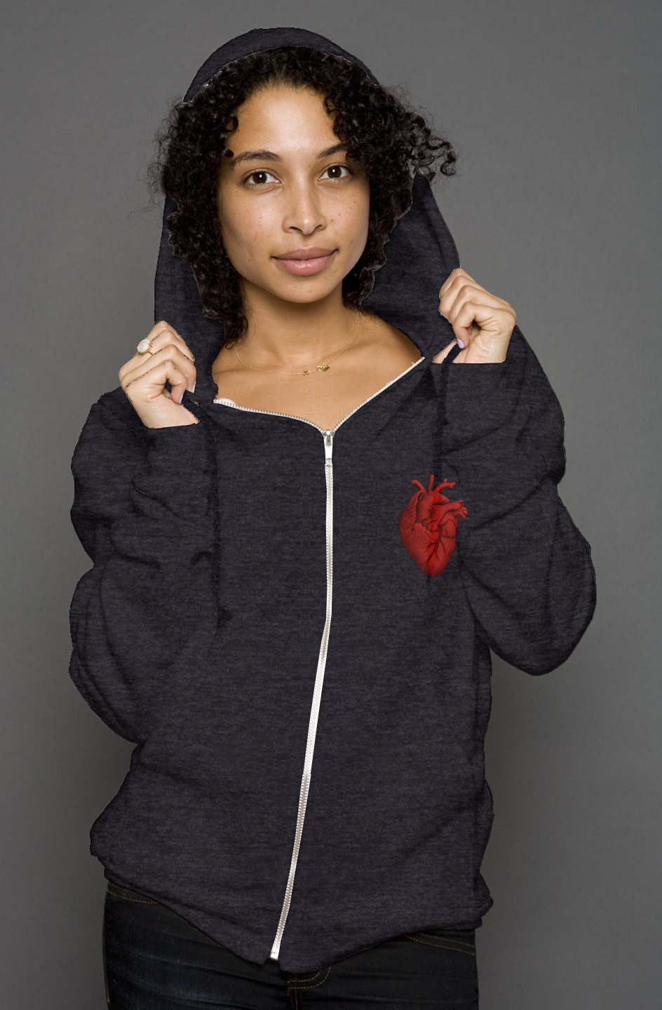 unisex heather zip hoody